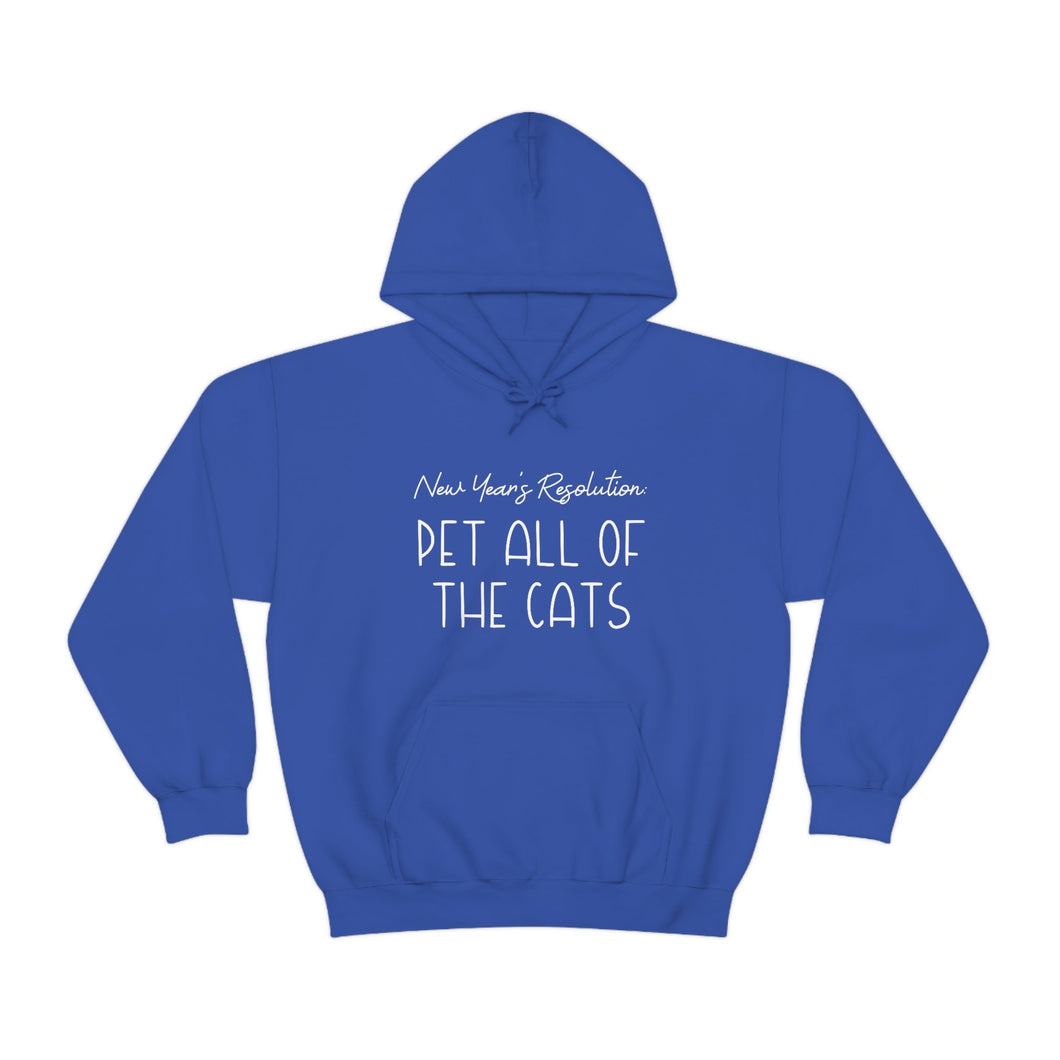 New Year's Resolution: Pet All Of The Cats | Hooded Sweatshirt - Detezi Designs-27869618780103682328