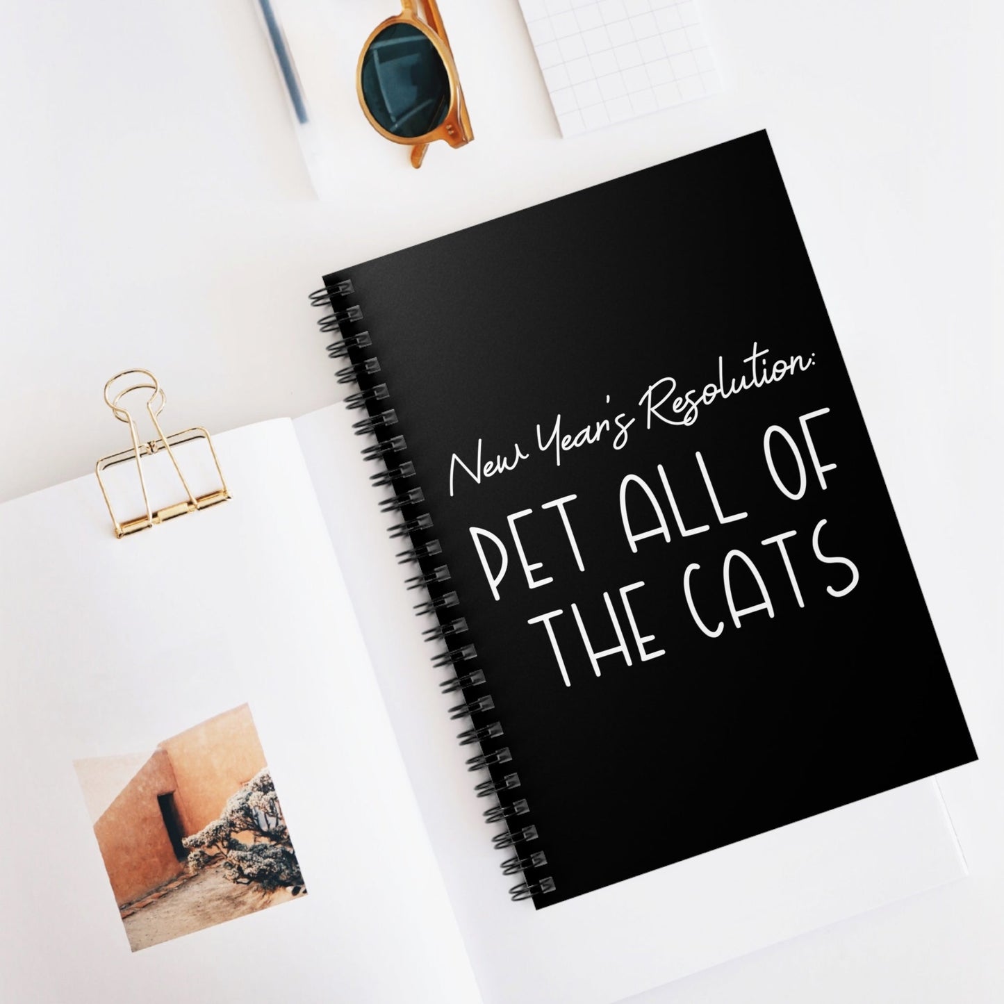 New Year's Resolution: Pet All Of The Cats | Notebook - Detezi Designs-10380407094498697770