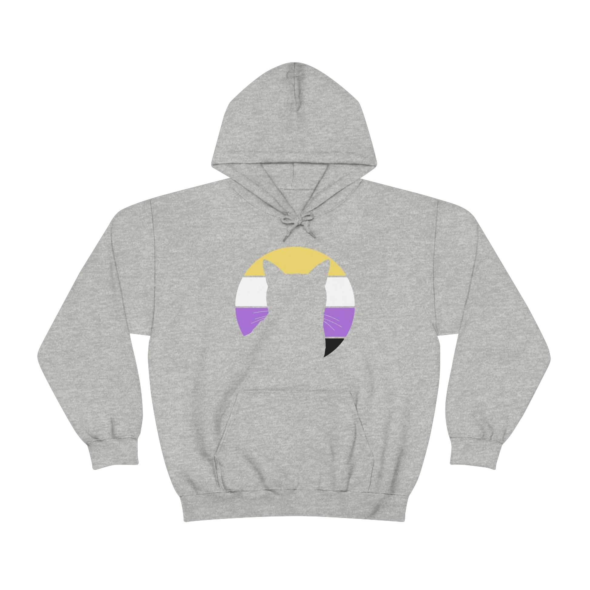 Nonbinary Pride | Cat Silhouette | Hooded Sweatshirt - Detezi Designs-19309981415268679772