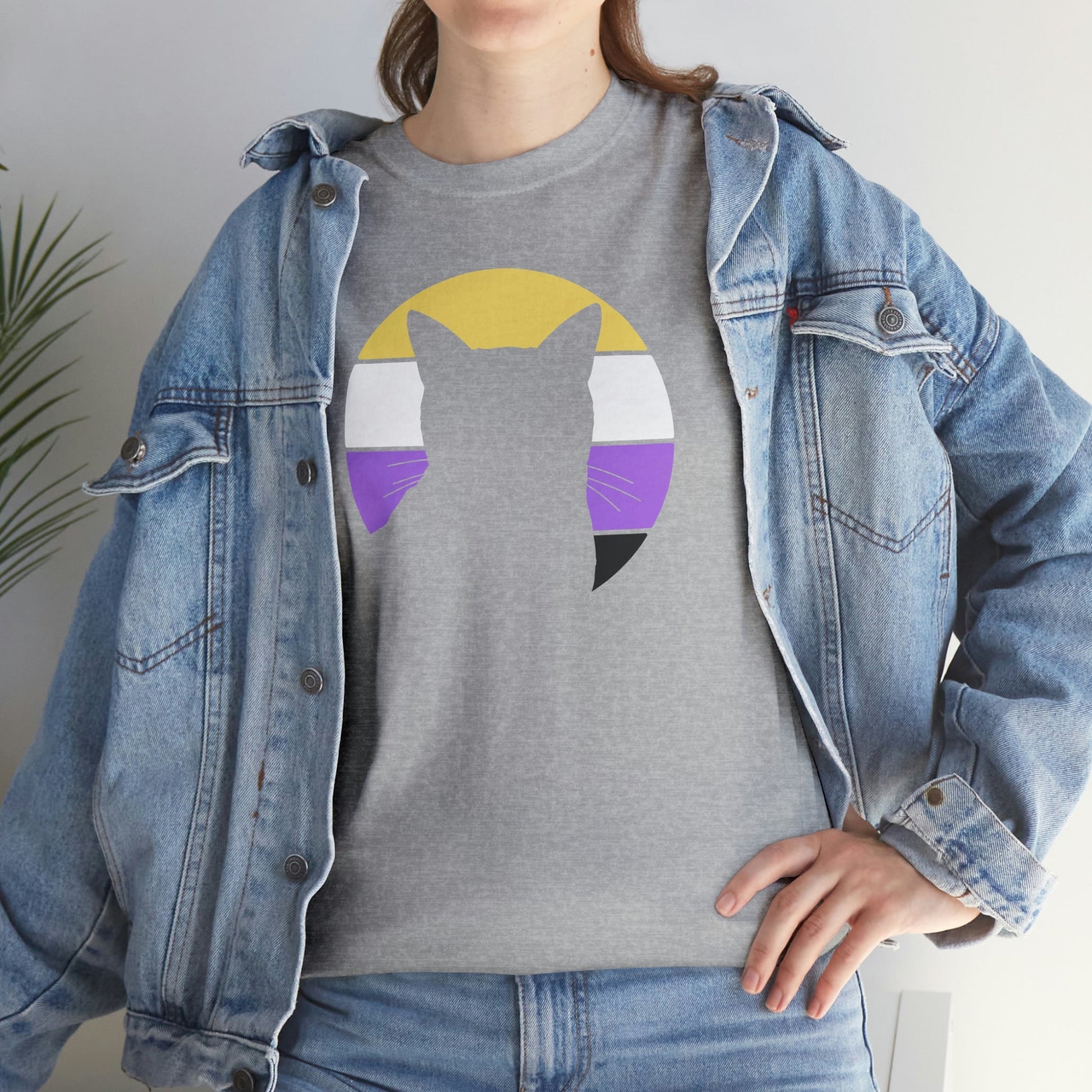 Nonbinary Pride | Cat Silhouette | T-shirt - Detezi Designs-10854328310573345049