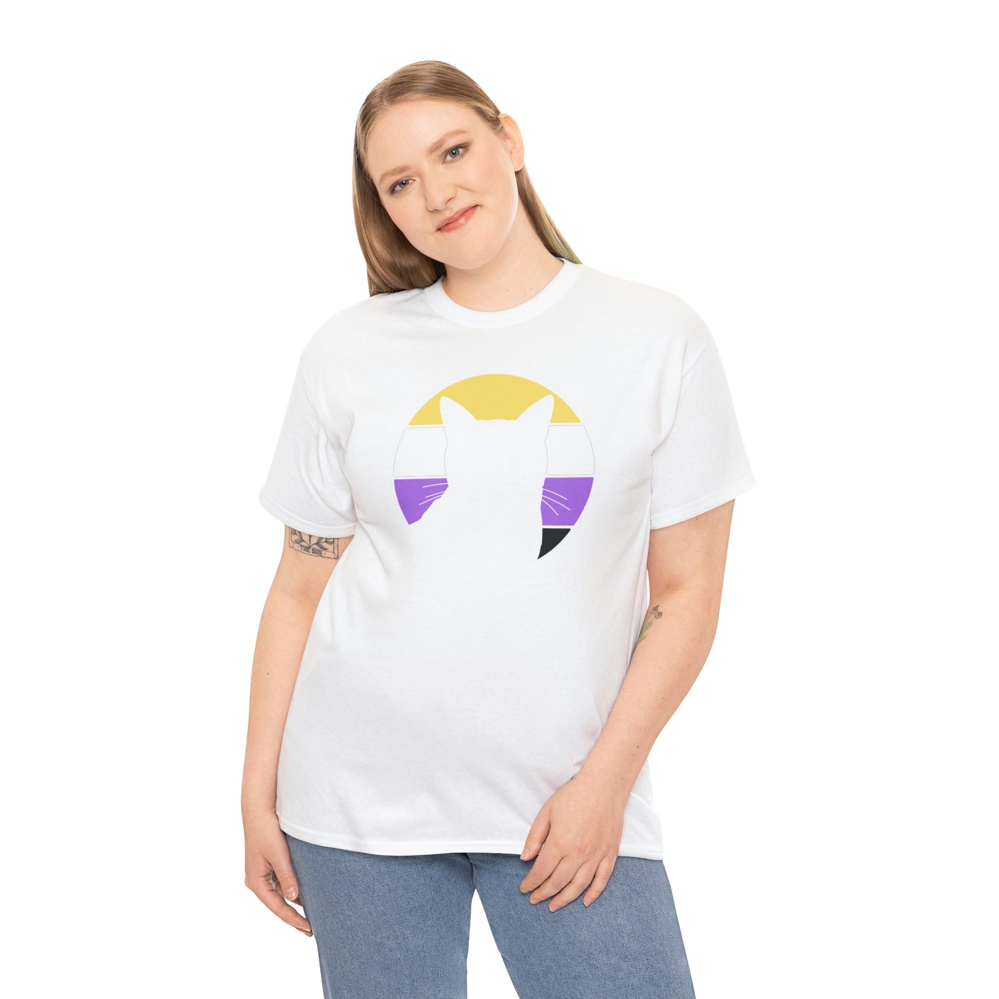 Nonbinary Pride | Cat Silhouette | T-shirt - Detezi Designs-29626958469839719835