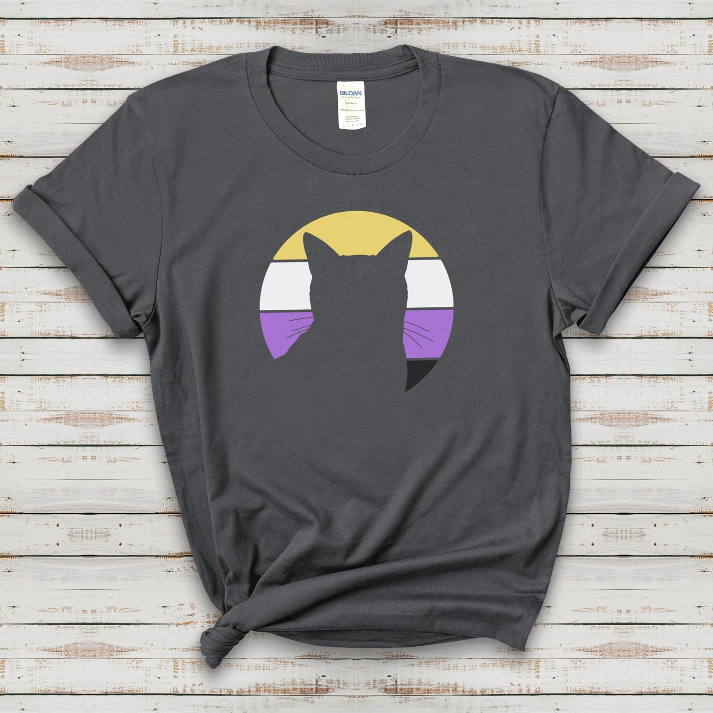 Nonbinary Pride | Cat Silhouette | T-shirt - Detezi Designs-30010853701714291054