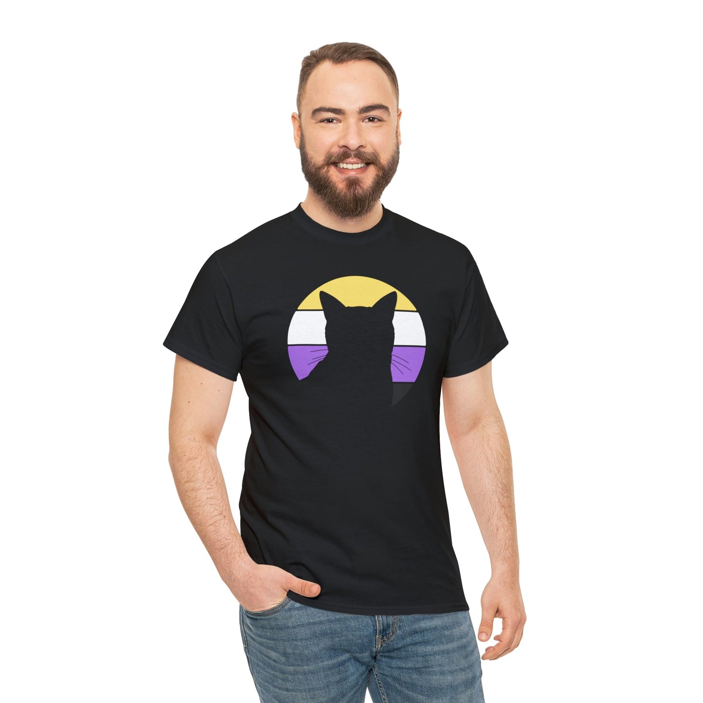 Nonbinary Pride | Cat Silhouette | T-shirt - Detezi Designs-34480220112297265757