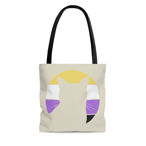 Nonbinary Pride | Cat Silhouette | Tote Bag - Detezi Designs-27386777530375777521
