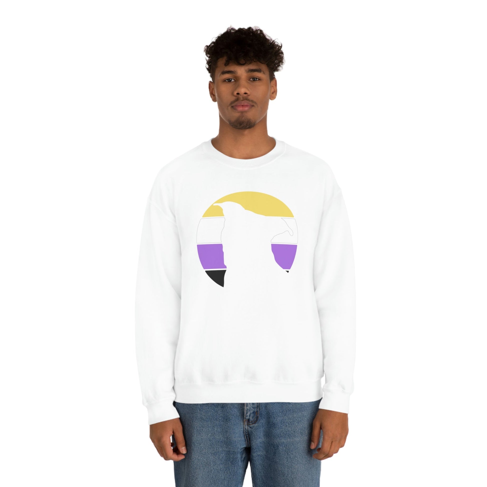 Nonbinary Pride | Pit Bull Silhouette | Crewneck Sweatshirt - Detezi Designs-23989378693842302767