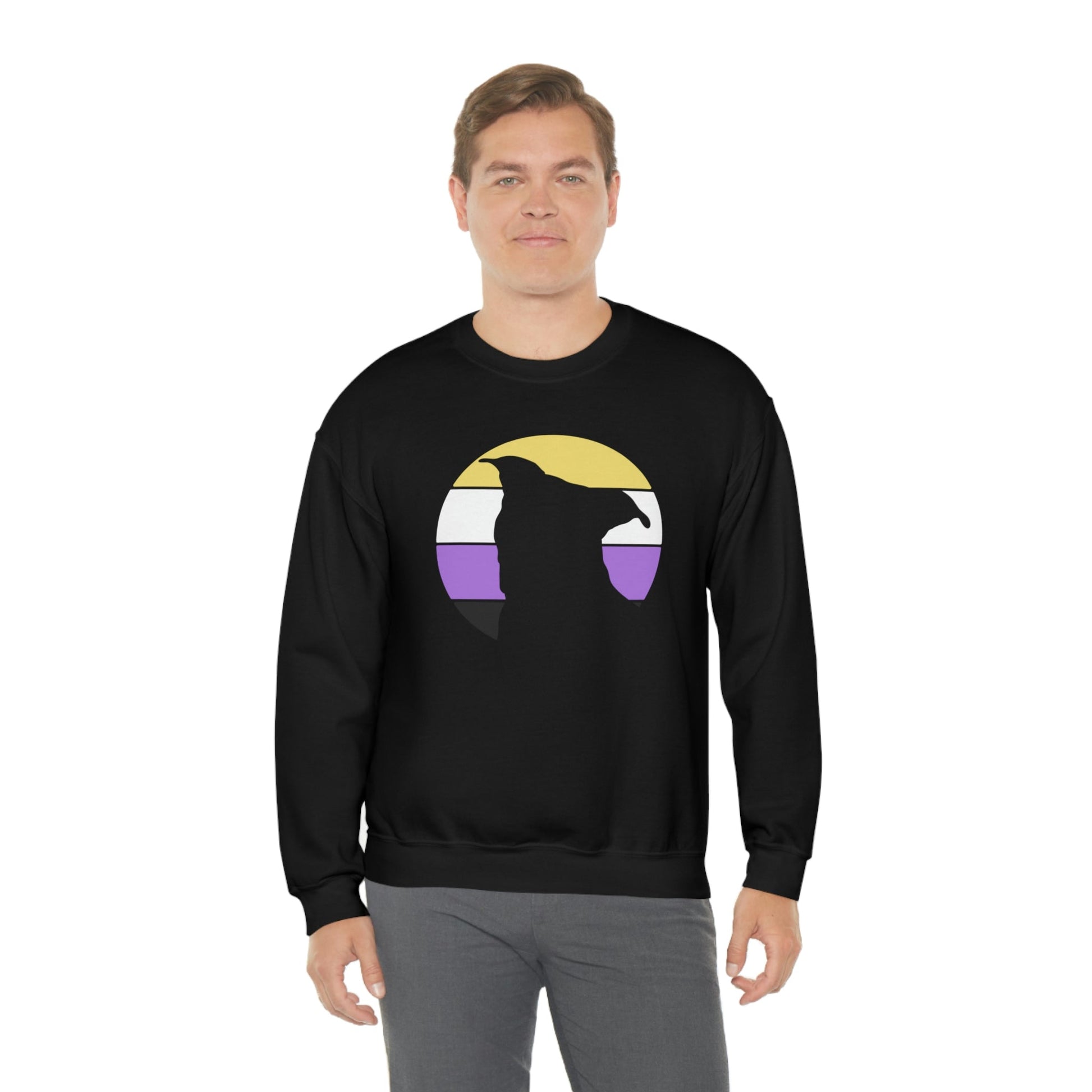 Nonbinary Pride | Pit Bull Silhouette | Crewneck Sweatshirt - Detezi Designs-33018128710573176364