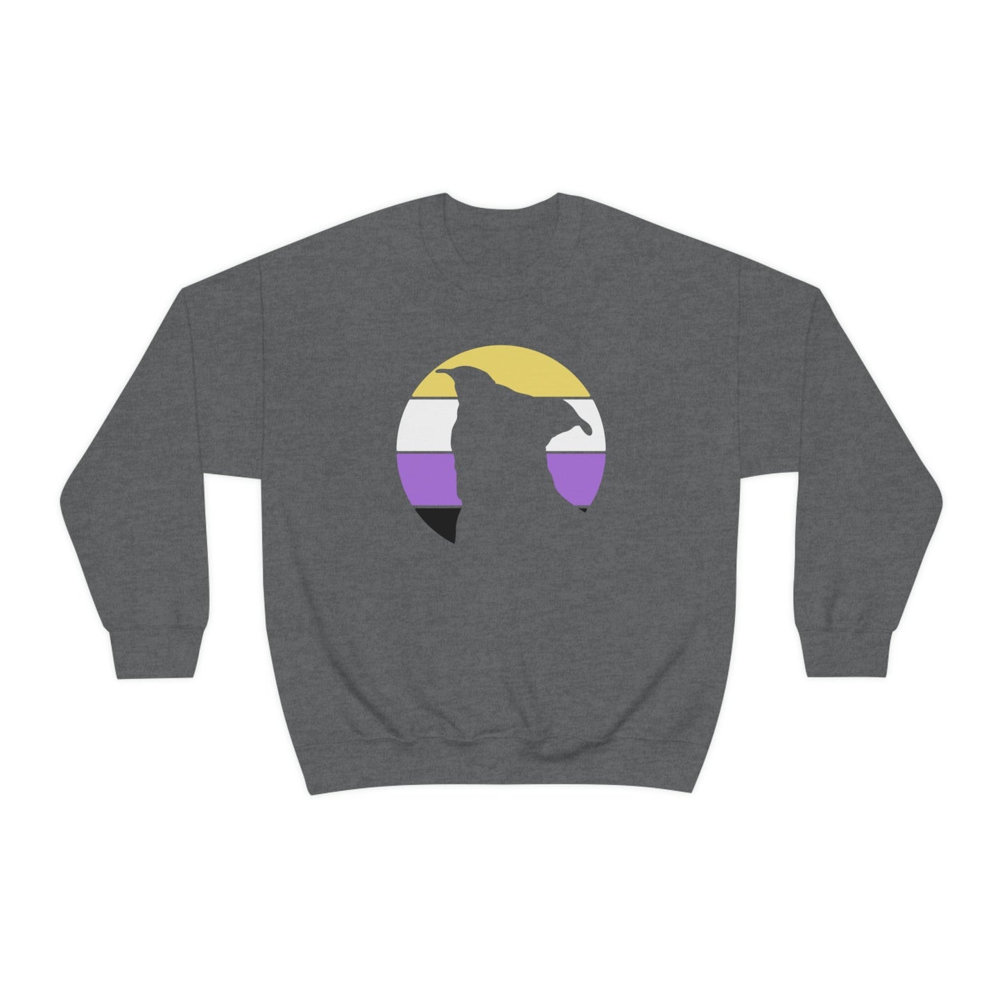 Nonbinary Pride | Pit Bull Silhouette | Crewneck Sweatshirt - Detezi Designs-33459294711568255899