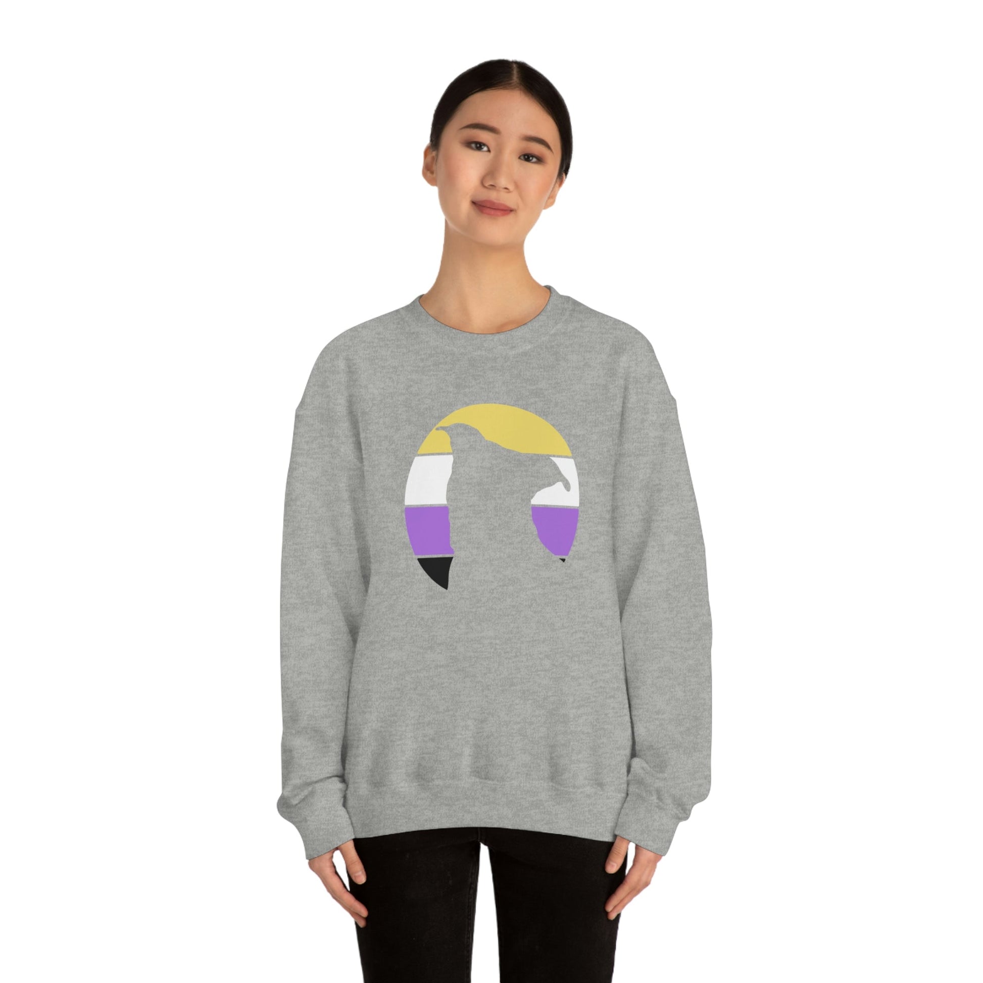 Nonbinary Pride | Pit Bull Silhouette | Crewneck Sweatshirt - Detezi Designs-52142450403827931530