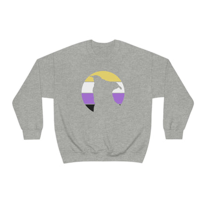 Nonbinary Pride | Pit Bull Silhouette | Crewneck Sweatshirt - Detezi Designs-52142450403827931530