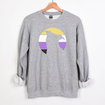 Nonbinary Pride | Pit Bull Silhouette | Crewneck Sweatshirt - Detezi Designs-52142450403827931530