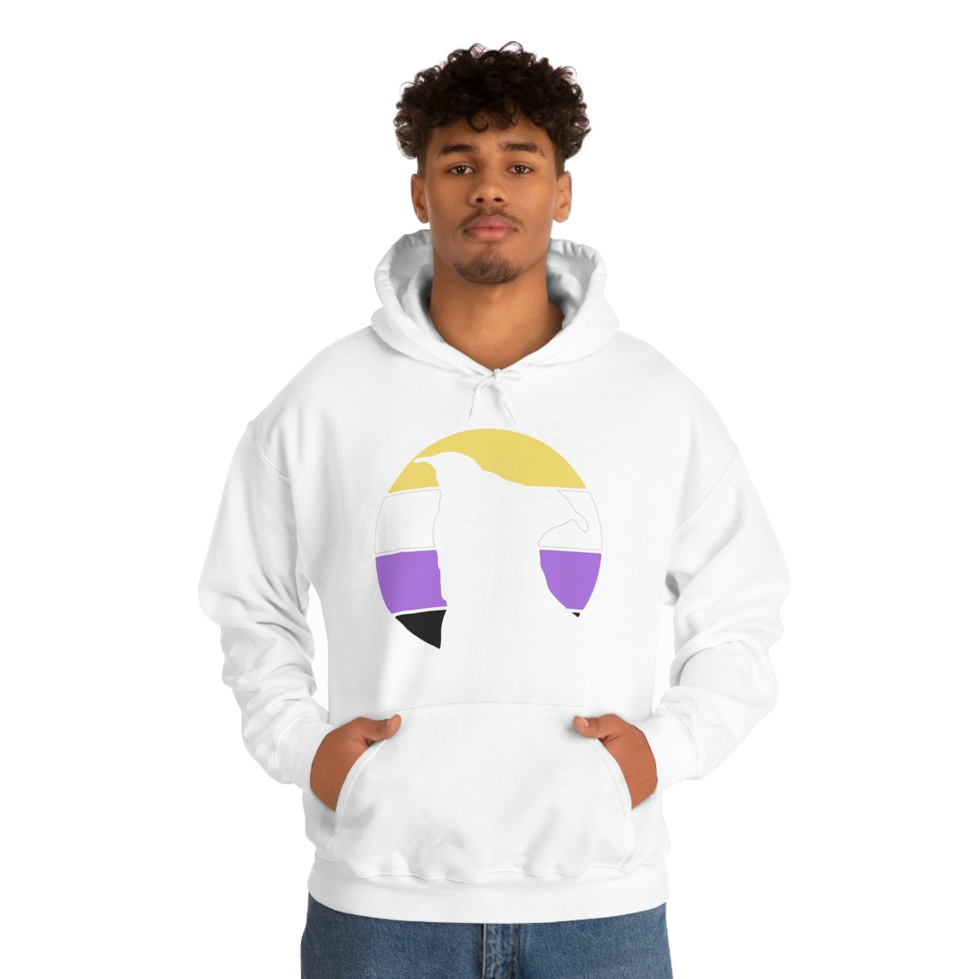 Nonbinary Pride | Pit Bull Silhouette | Hooded Sweatshirt - Detezi Designs-15153505166151214511