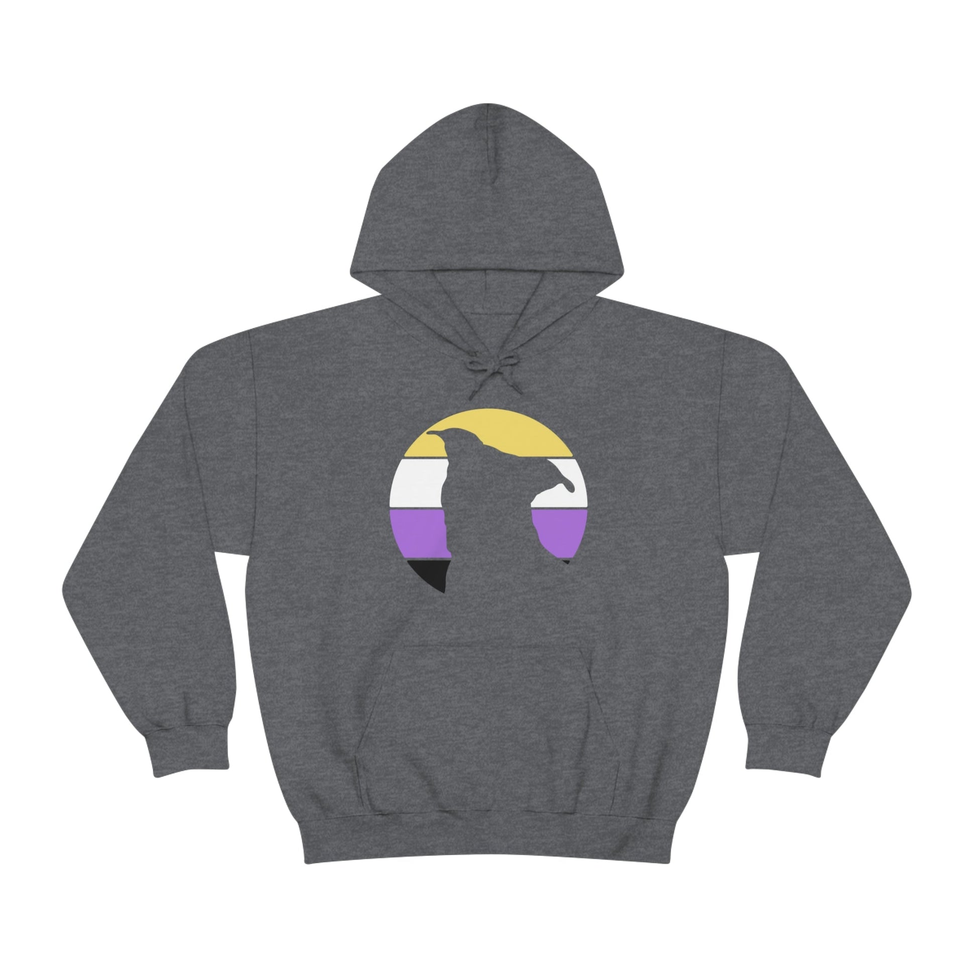 Nonbinary Pride | Pit Bull Silhouette | Hooded Sweatshirt - Detezi Designs-46531333571032934290