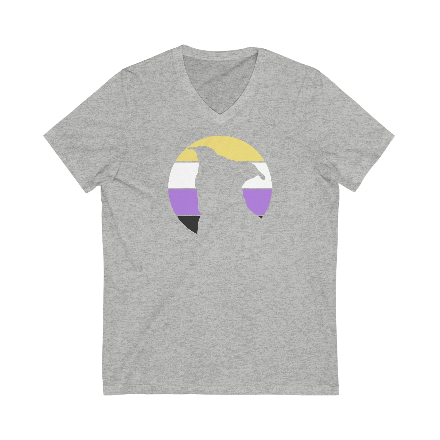 Nonbinary Pride | Pit Bull Silhouette | Unisex V-Neck Tee - Detezi Designs-26391463168446514775