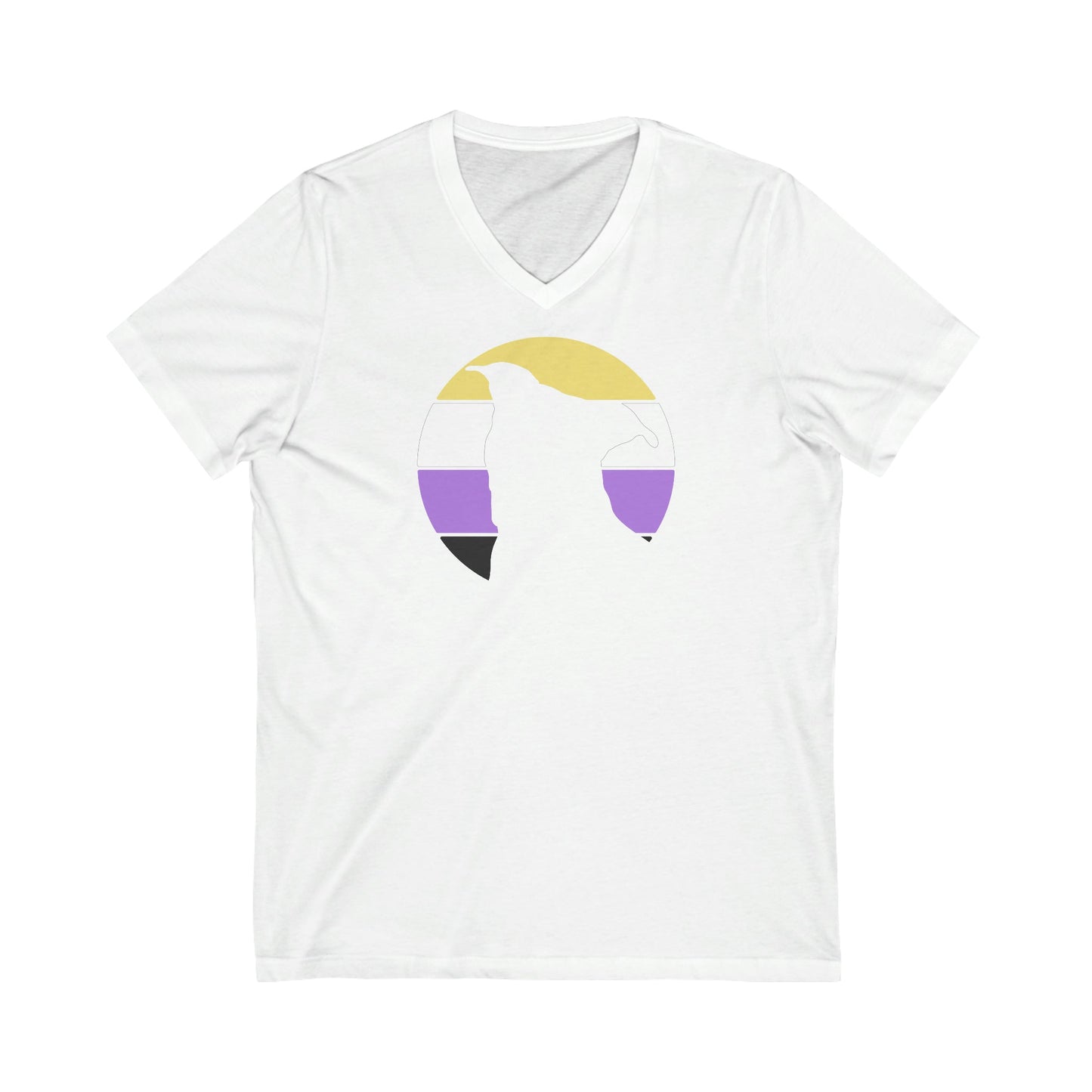 Nonbinary Pride | Pit Bull Silhouette | Unisex V-Neck Tee - Detezi Designs-31014069564287360759