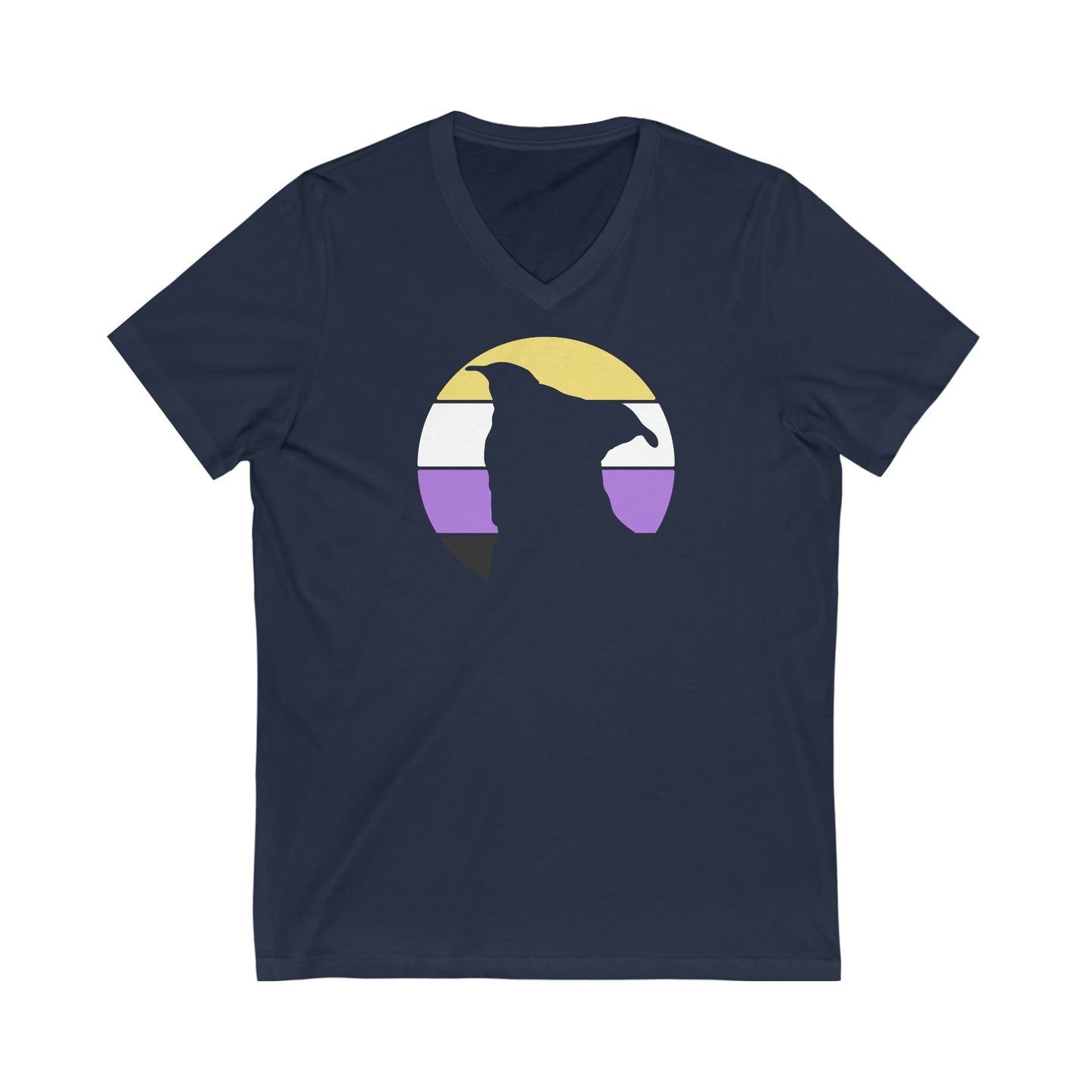 Nonbinary Pride | Pit Bull Silhouette | Unisex V-Neck Tee - Detezi Designs-73266675590703716656