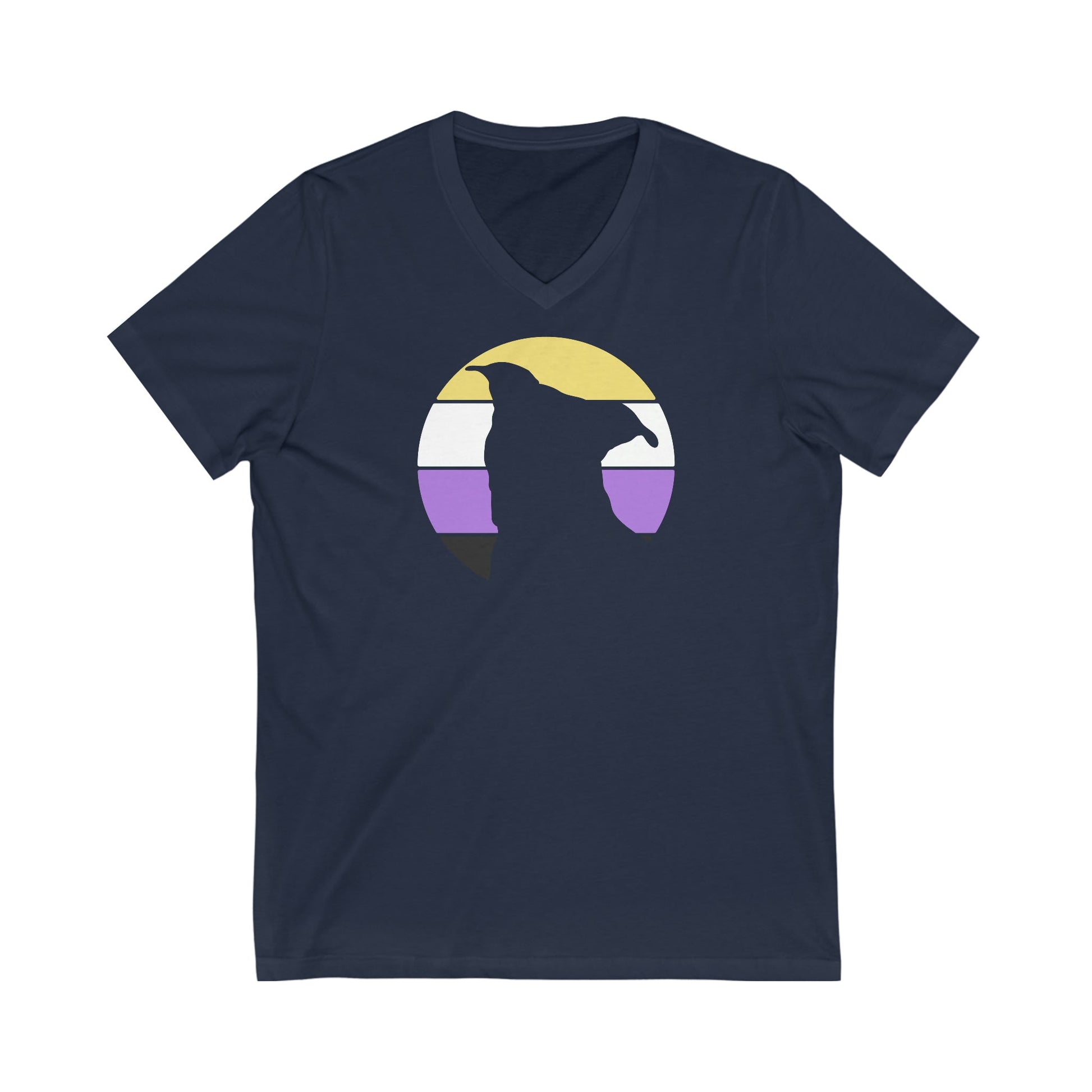 Nonbinary Pride | Pit Bull Silhouette | Unisex V-Neck Tee - Detezi Designs-73266675590703716656