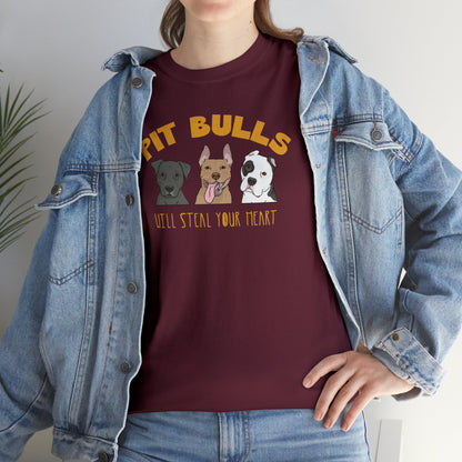 Pit Bulls Will Steal Your Heart | T-shirt - Detezi Designs-20259672468035032699