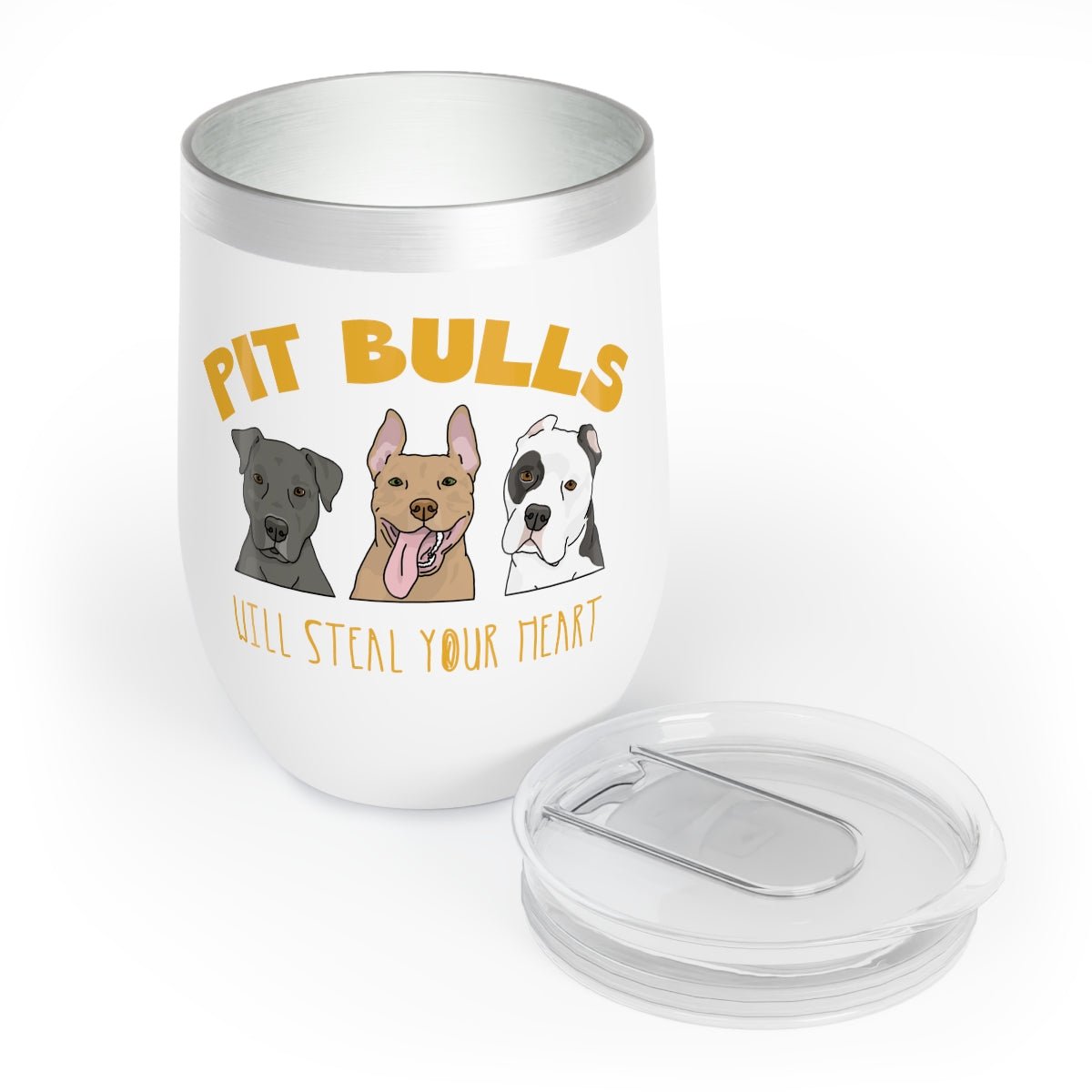 Pit Bulls Will Steal Your Heart | Wine Tumbler - Detezi Designs-45105751574343679828
