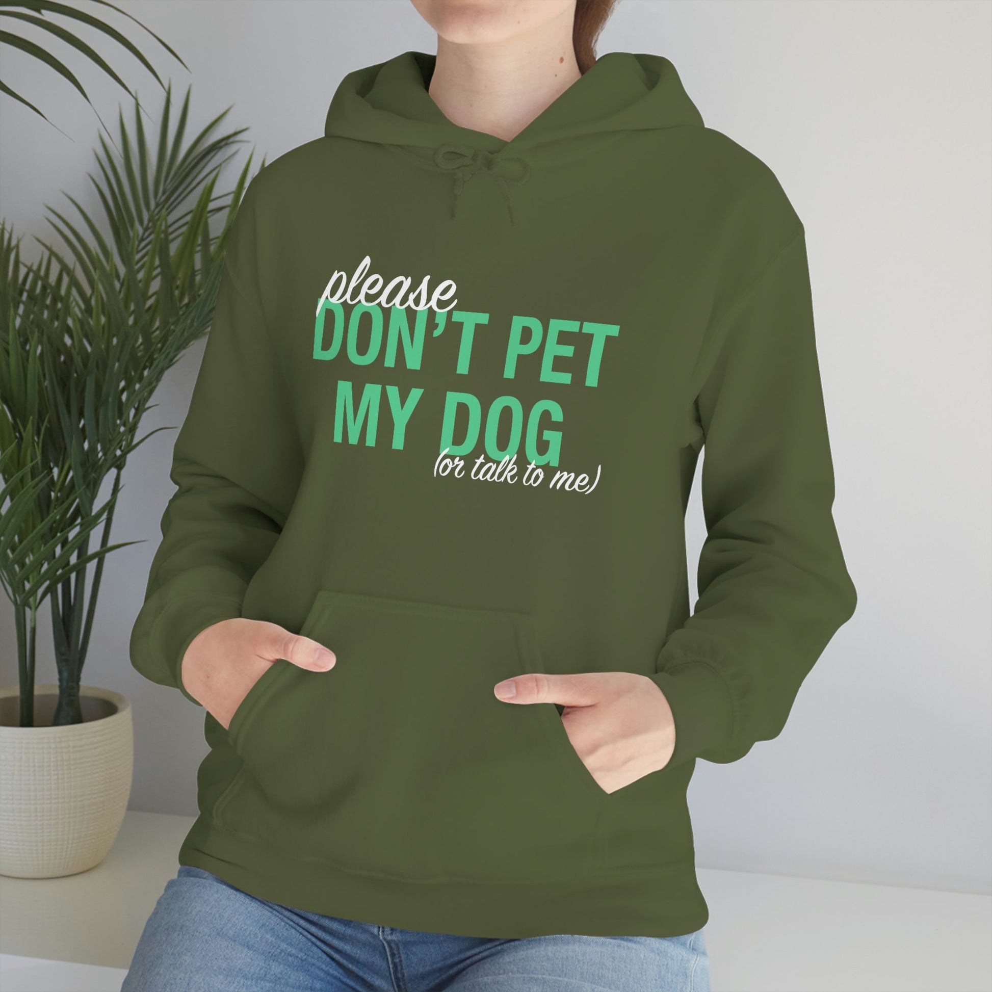 Please Don't Pet My Dog (Or Talk To Me) | Hooded Sweatshirt - Detezi Designs-85574233166338224944