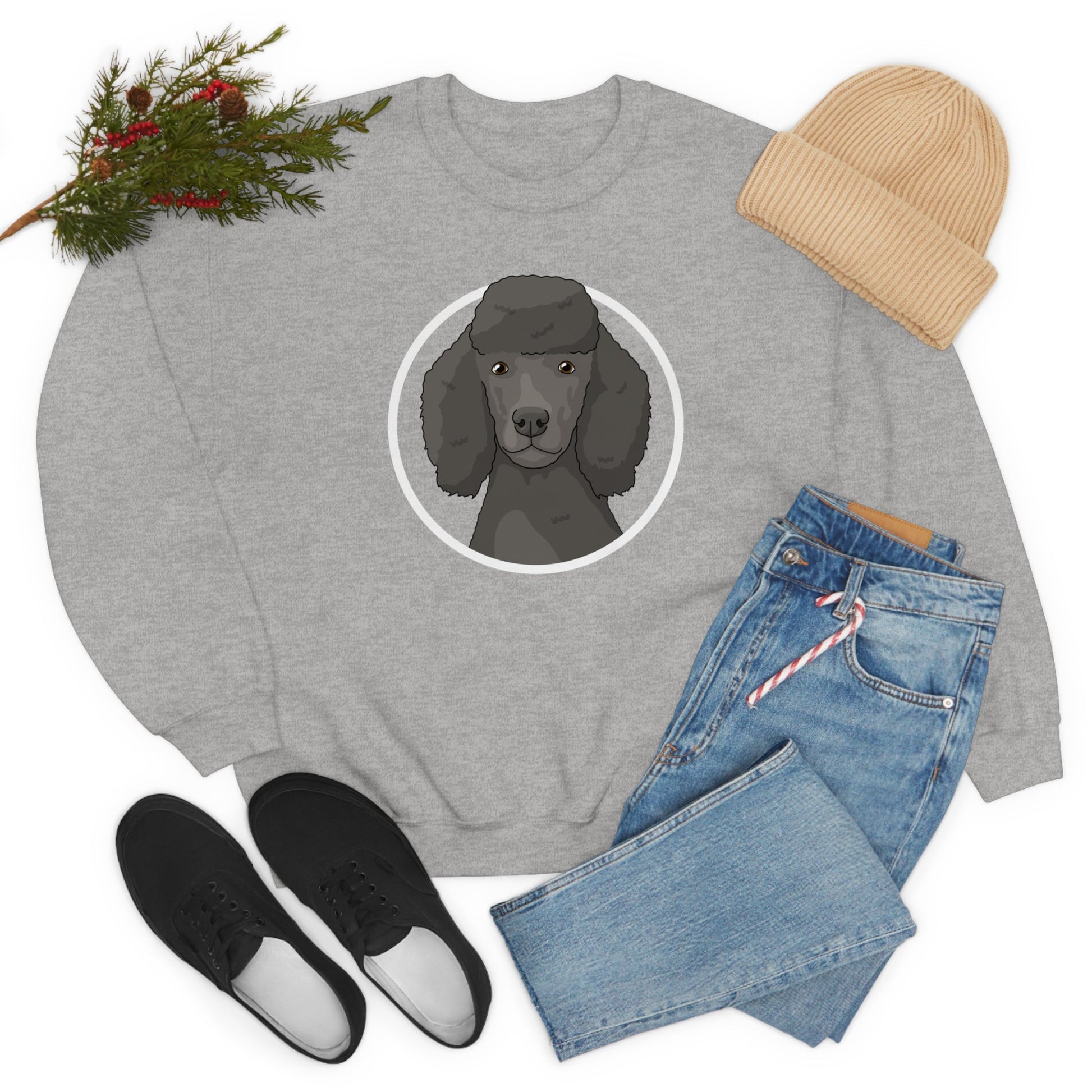 Poodle Circle | Crewneck Sweatshirt - Detezi Designs-22041327854461806147