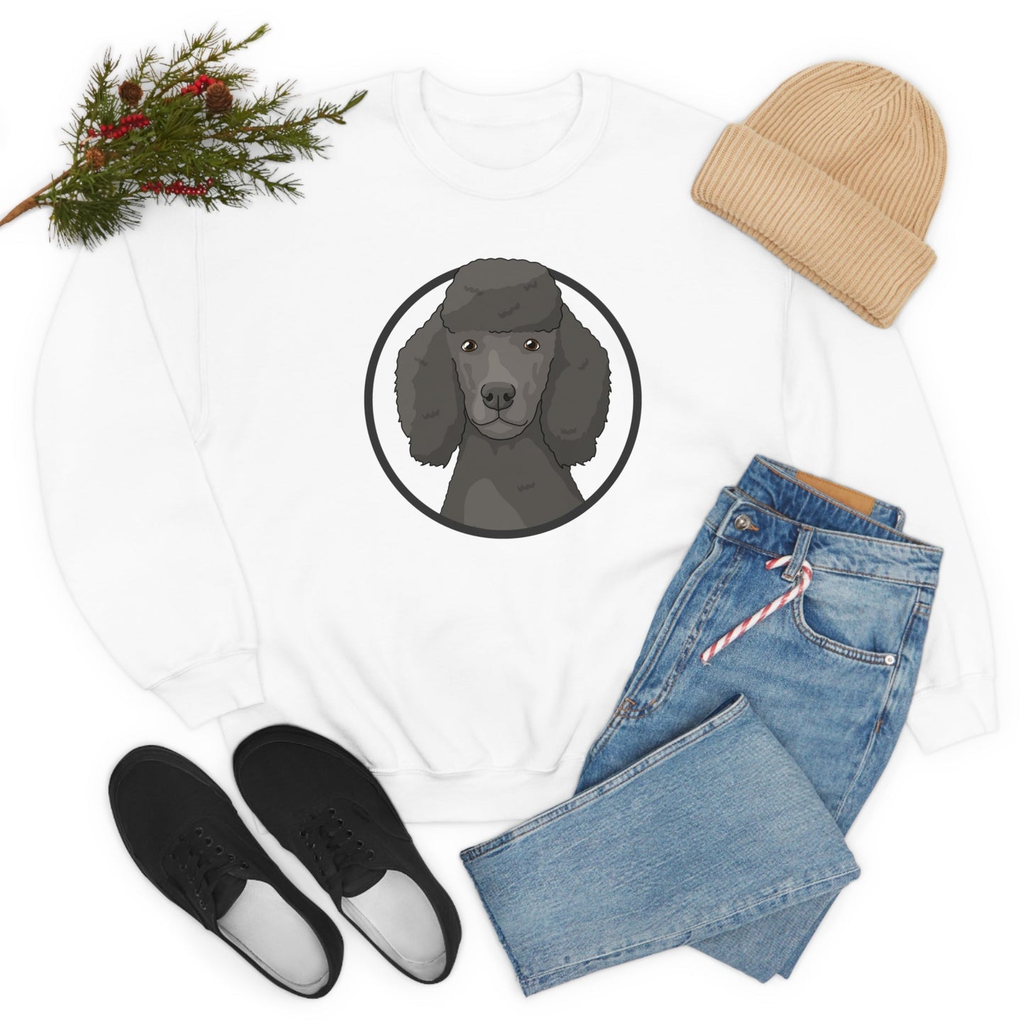 Poodle Circle | Crewneck Sweatshirt - Detezi Designs-22041327854461806147