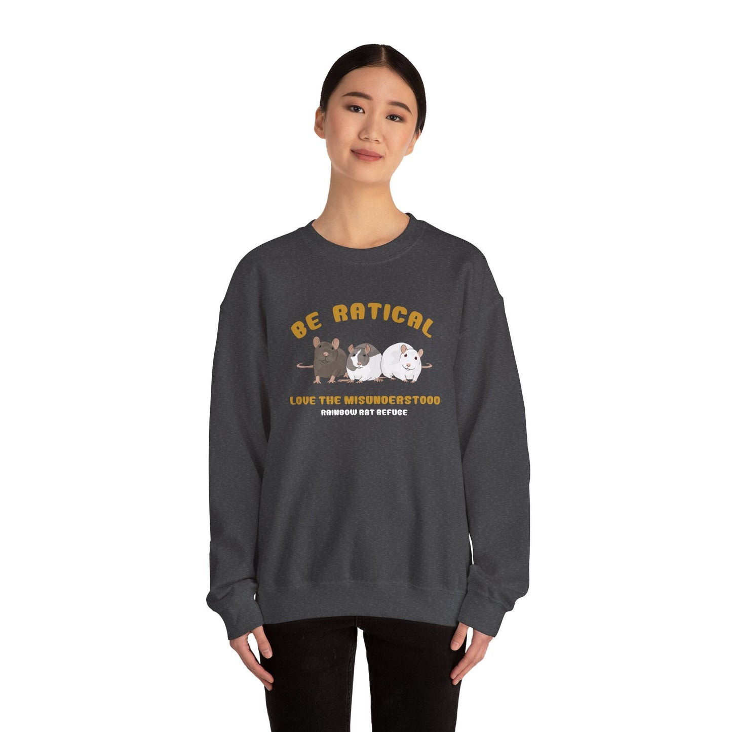 Posh | Rainbow Rat Refuge | FUNDRAISER | **AMERICAN PRINTER** | Crewneck Sweatshirt - Detezi Designs-31781535866647295134