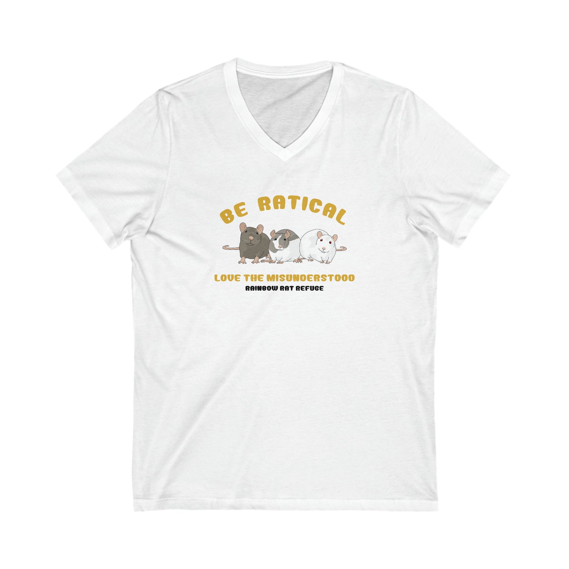 Posh | Rainbow Rat Refuge | FUNDRAISER | **CANADIAN PRINTER** | Unisex V-Neck Tee - Detezi Designs-27555001828898948736