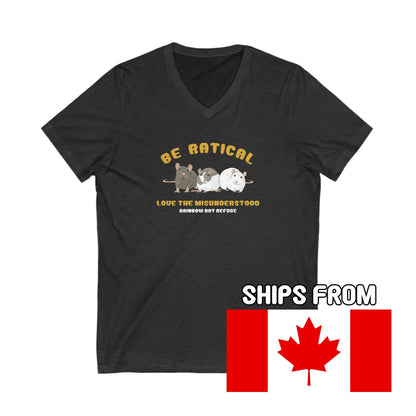 Posh | Rainbow Rat Refuge | FUNDRAISER | **CANADIAN PRINTER** | Unisex V-Neck Tee - Detezi Designs-59542512363168890396