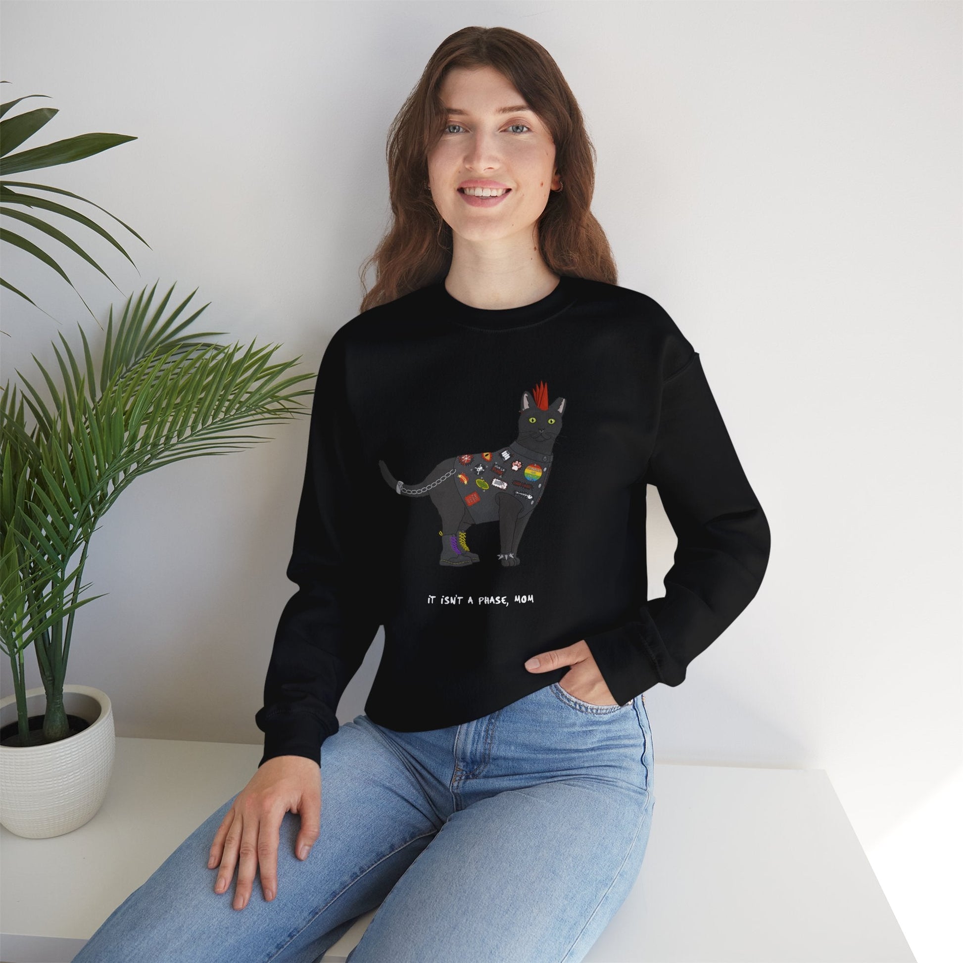 Punk Cat | Crewneck Sweatshirt - Detezi Designs-15616417762686410775