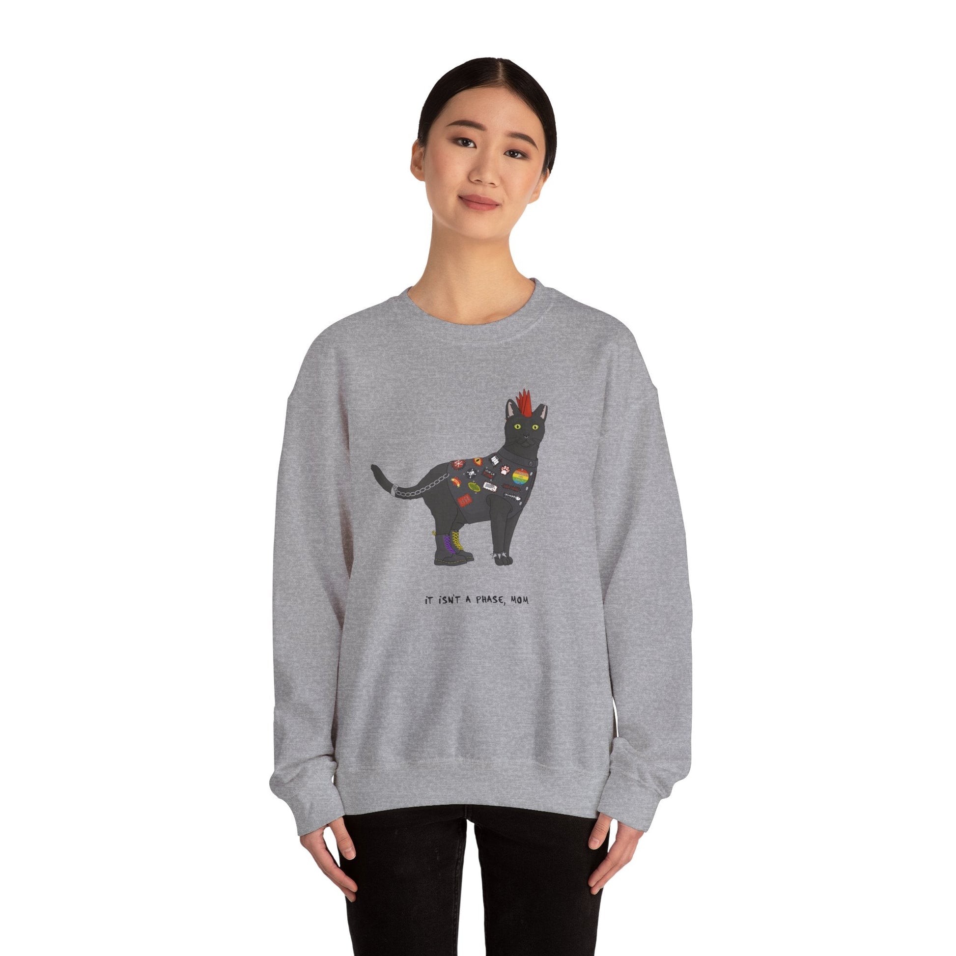 Punk Cat | Crewneck Sweatshirt - Detezi Designs-15616417762686410775