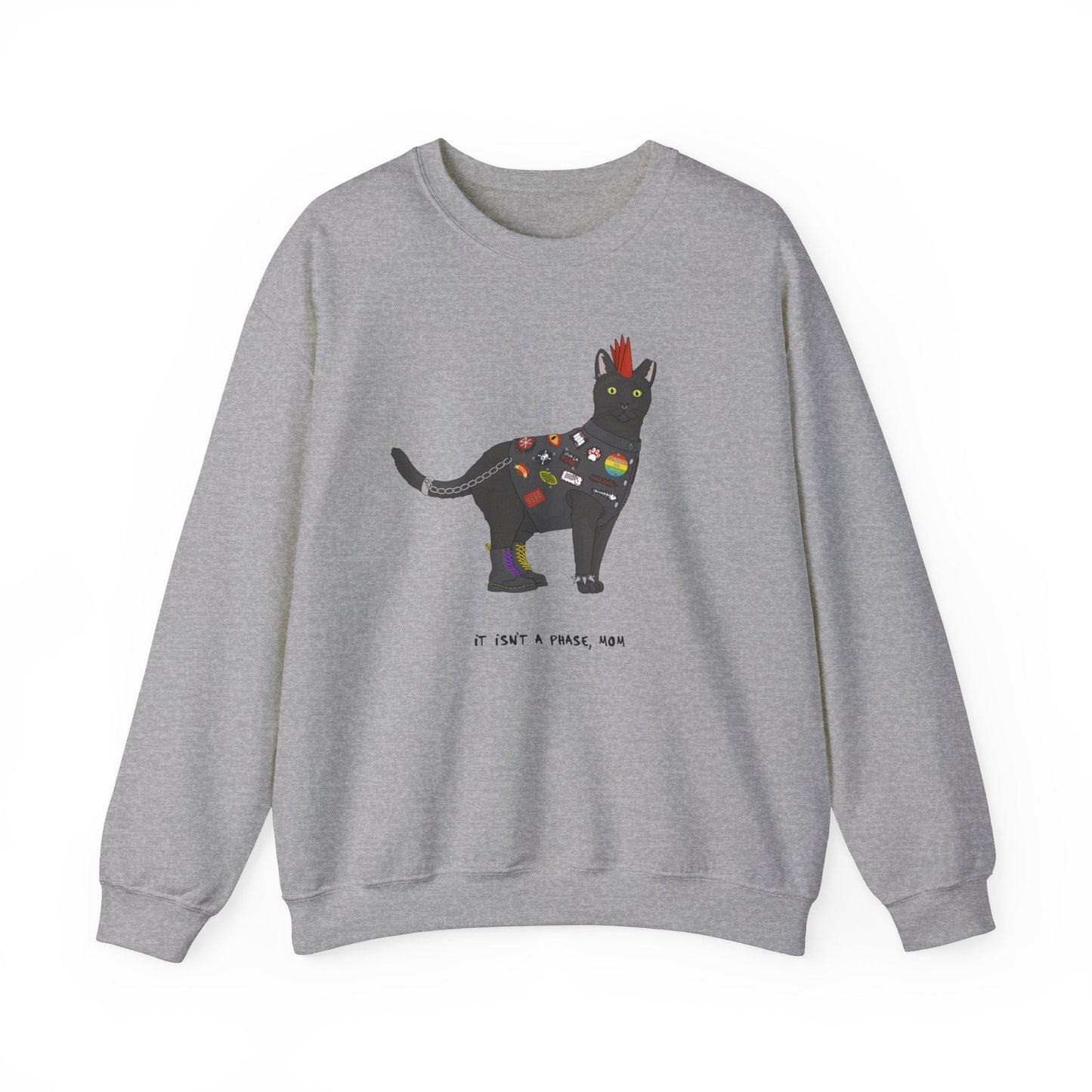 Punk Cat | Crewneck Sweatshirt - Detezi Designs-19180044005033489202