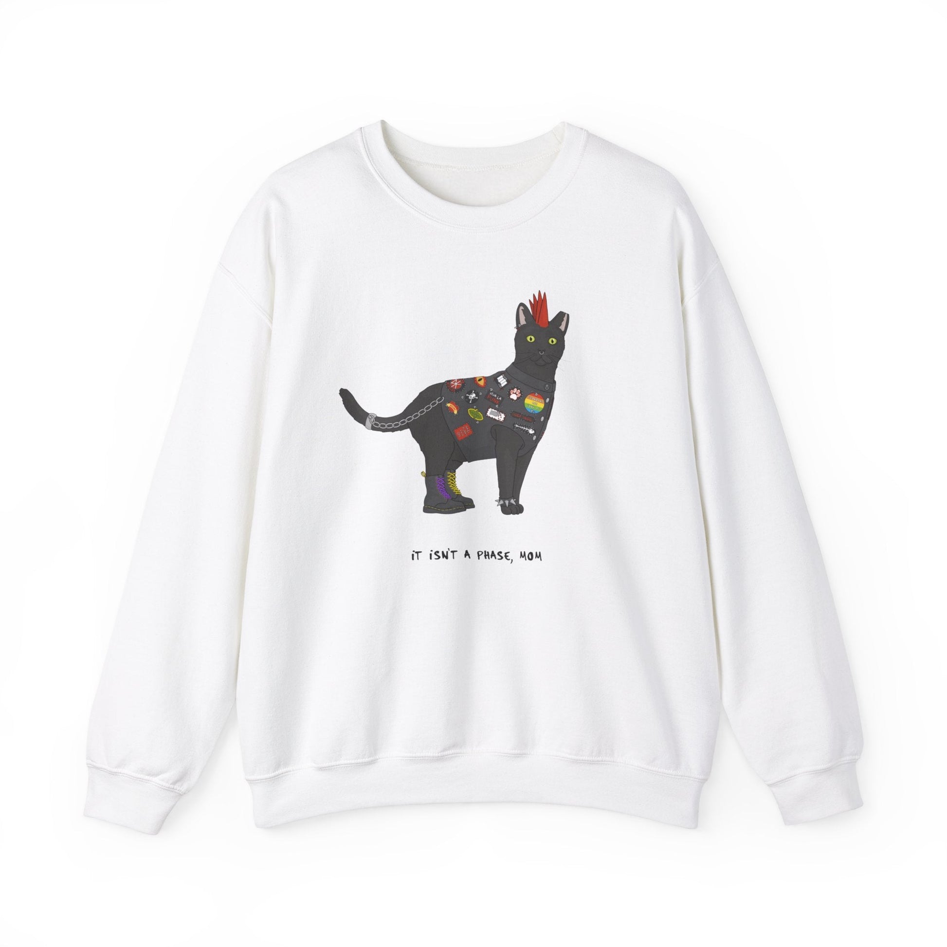 Punk Cat | Crewneck Sweatshirt - Detezi Designs-25017272301622057988