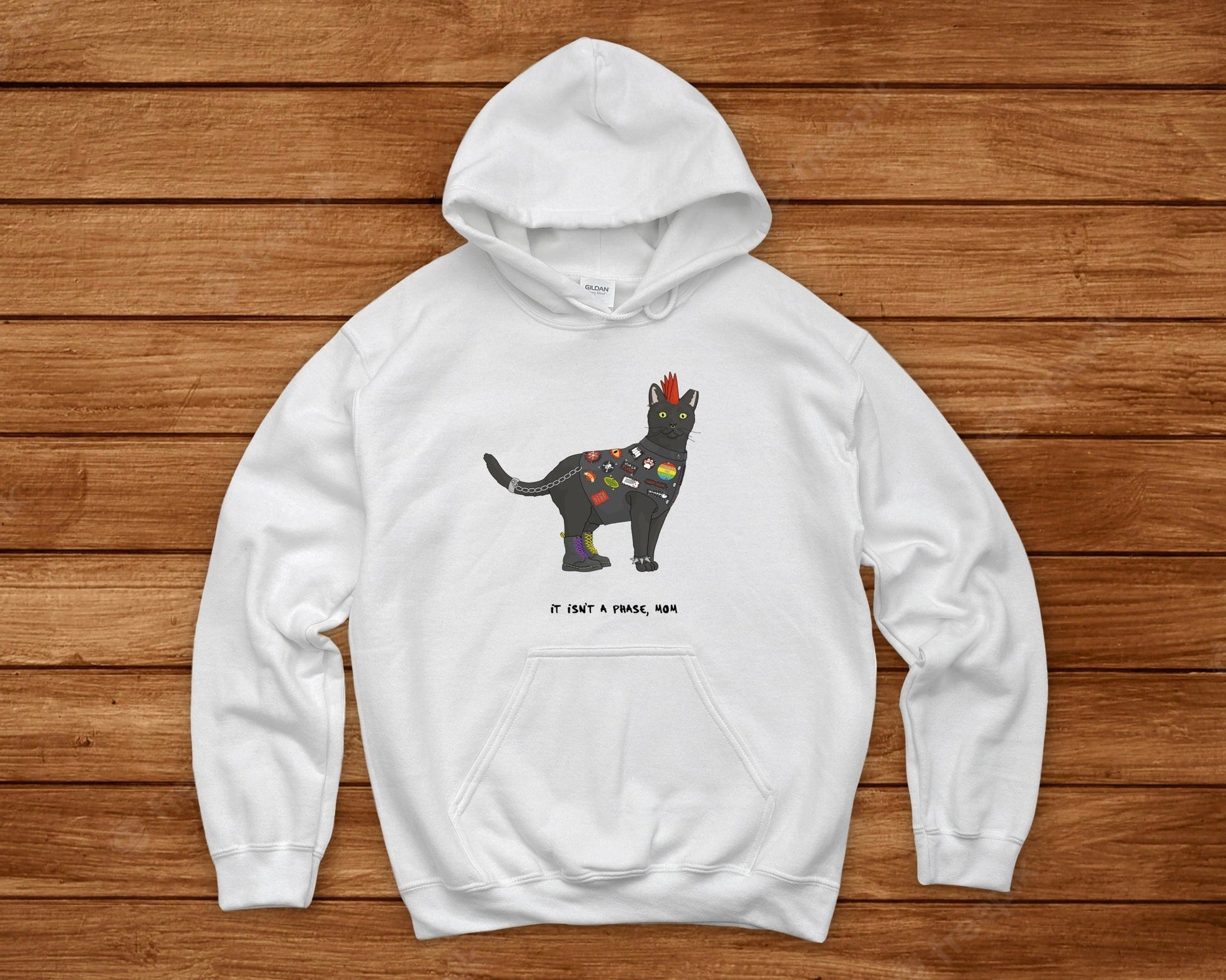 Punk Cat | Hooded Sweatshirt - Detezi Designs-25112788889699294982