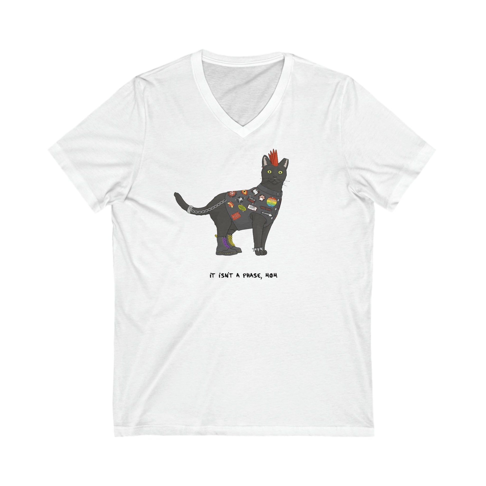 Punk Cat | Unisex V-Neck Tee - Detezi Designs-11181191849260633140