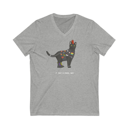 Punk Cat | Unisex V-Neck Tee - Detezi Designs-21238372878922748663