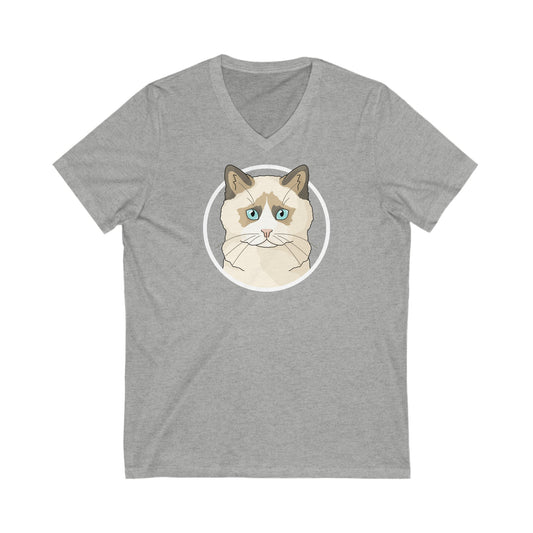 Ragdoll Circle | Unisex V-Neck Tee - Detezi Designs-30504670930452612430