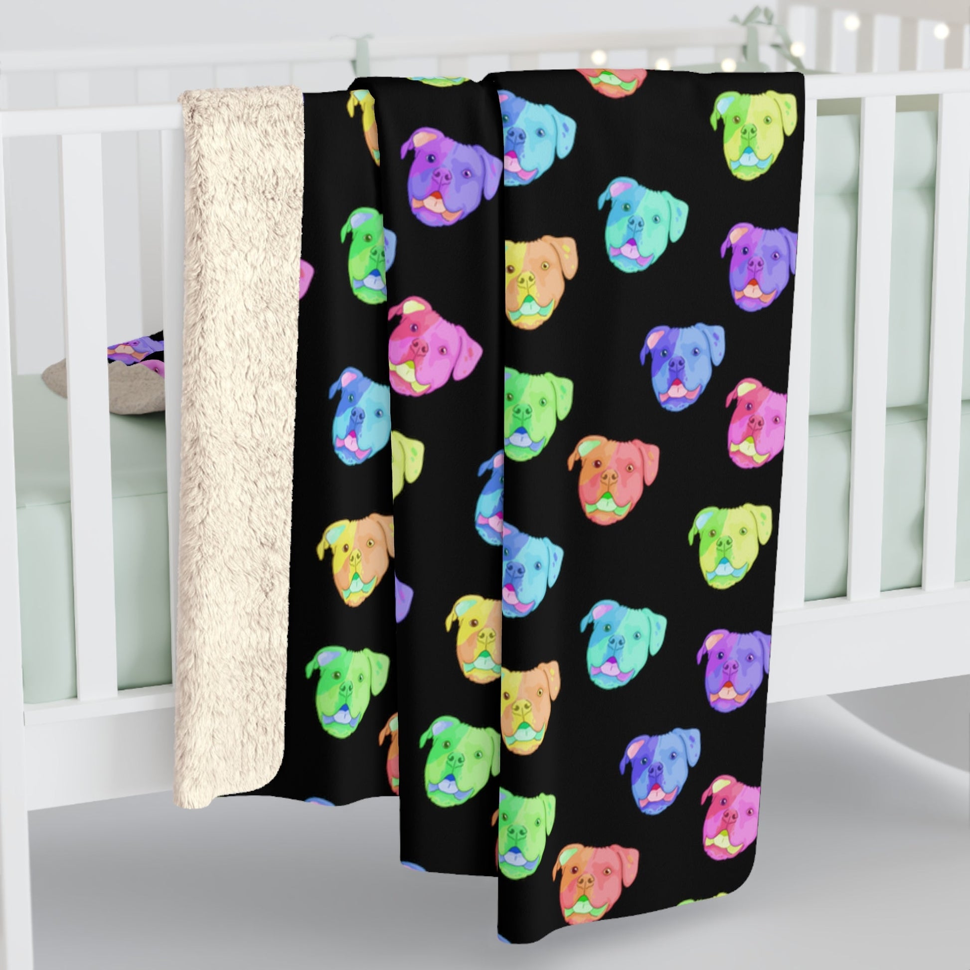 Rainbow American Bulldogs | Sherpa Fleece Blanket - Detezi Designs-10749139942099311824