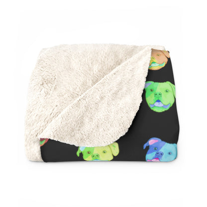 Rainbow American Bulldogs | Sherpa Fleece Blanket - Detezi Designs-10749139942099311824