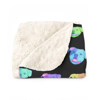 Rainbow American Bulldogs | Sherpa Fleece Blanket - Detezi Designs-10749139942099311824