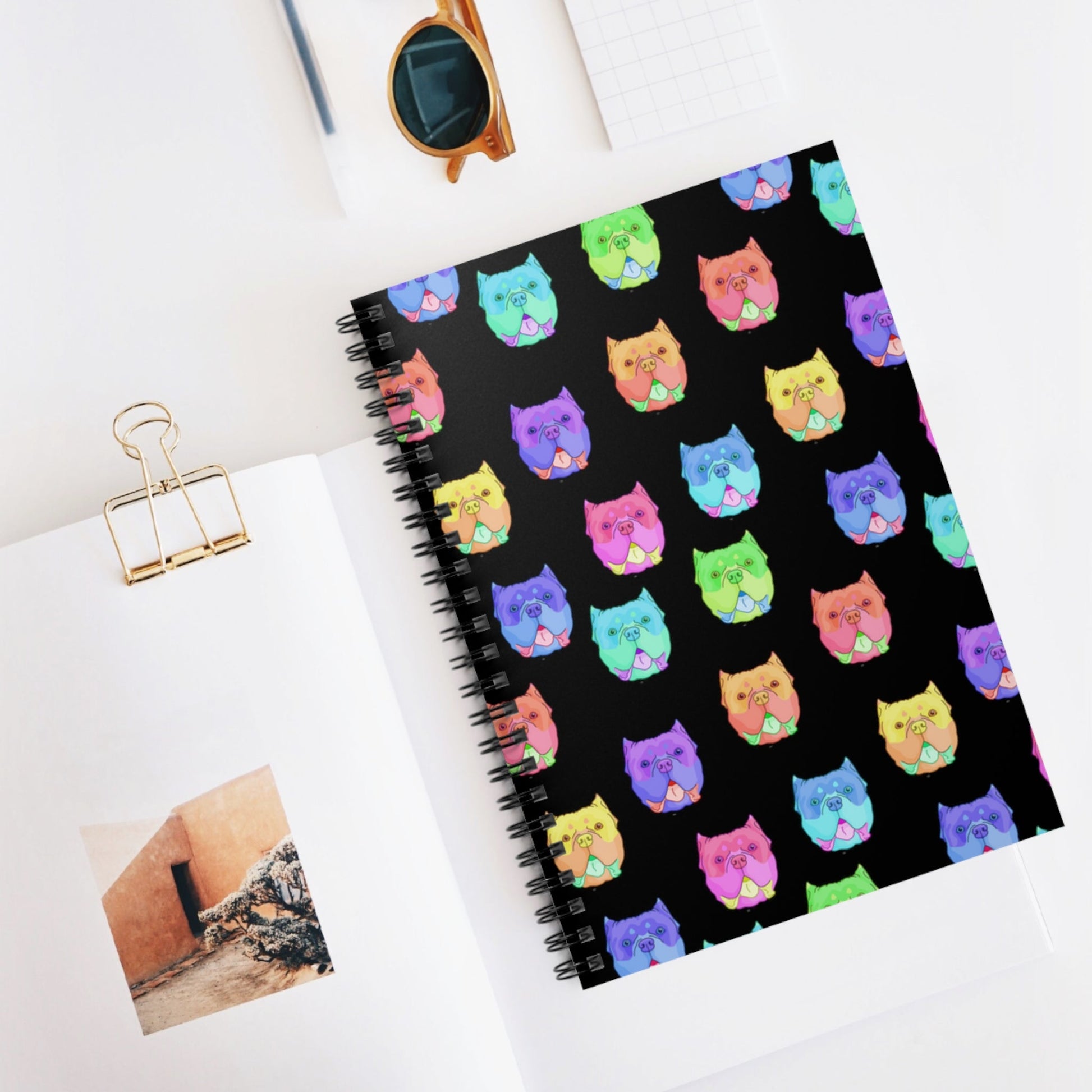 Rainbow American Bullies | Spiral Notebook - Detezi Designs-16203480064109449442