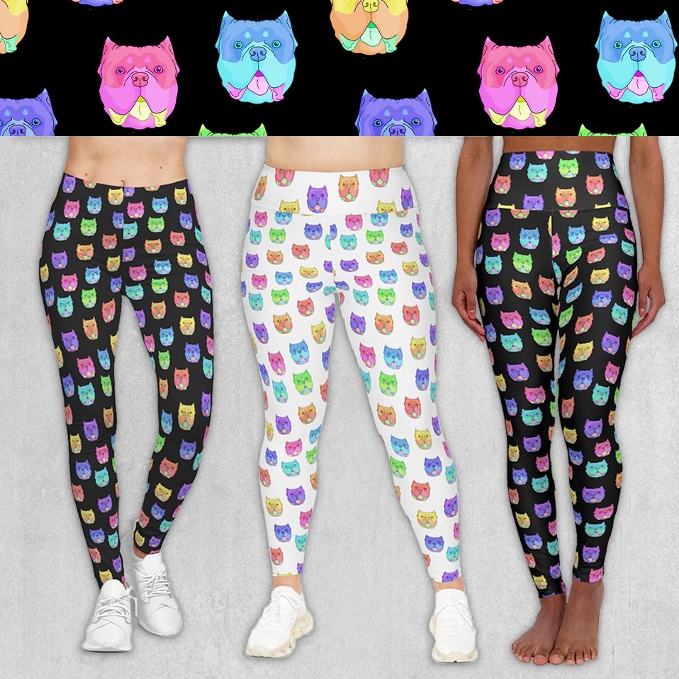 Rainbow American Bully Faces | Leggings - Detezi Designs-AB001