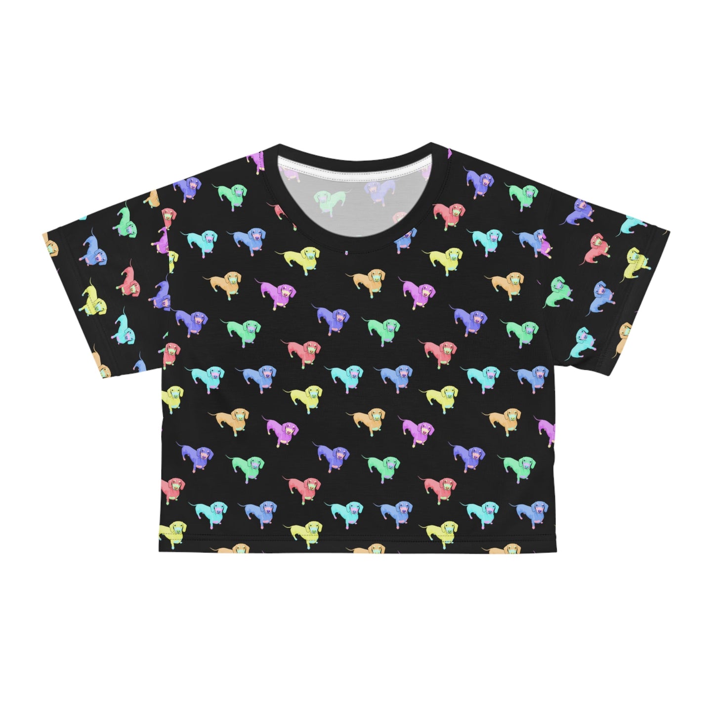 Rainbow Dachshunds | Crop Tee - Detezi Designs-29799378380682295265