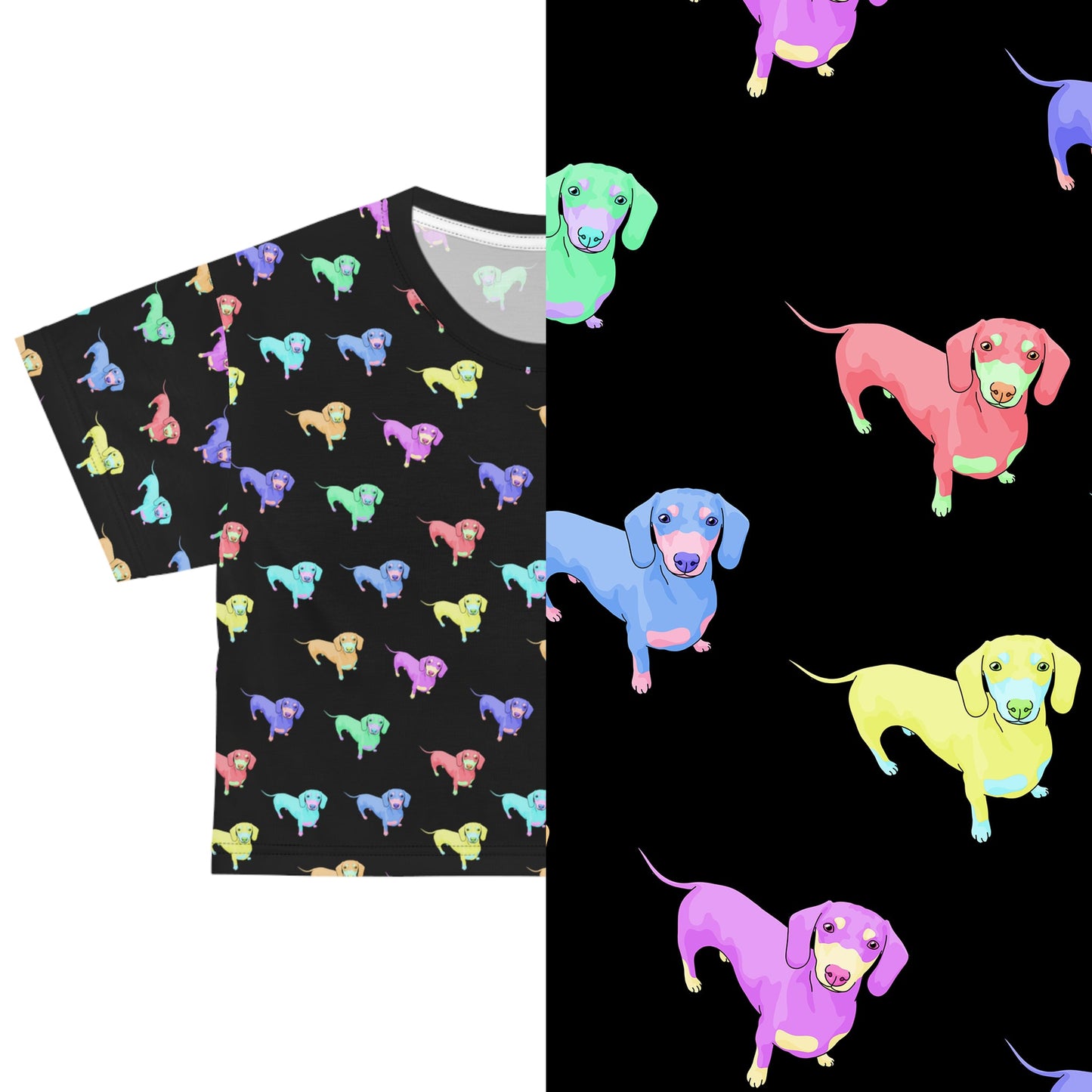 Rainbow Dachshunds | Crop Tee - Detezi Designs-41328073782121880144