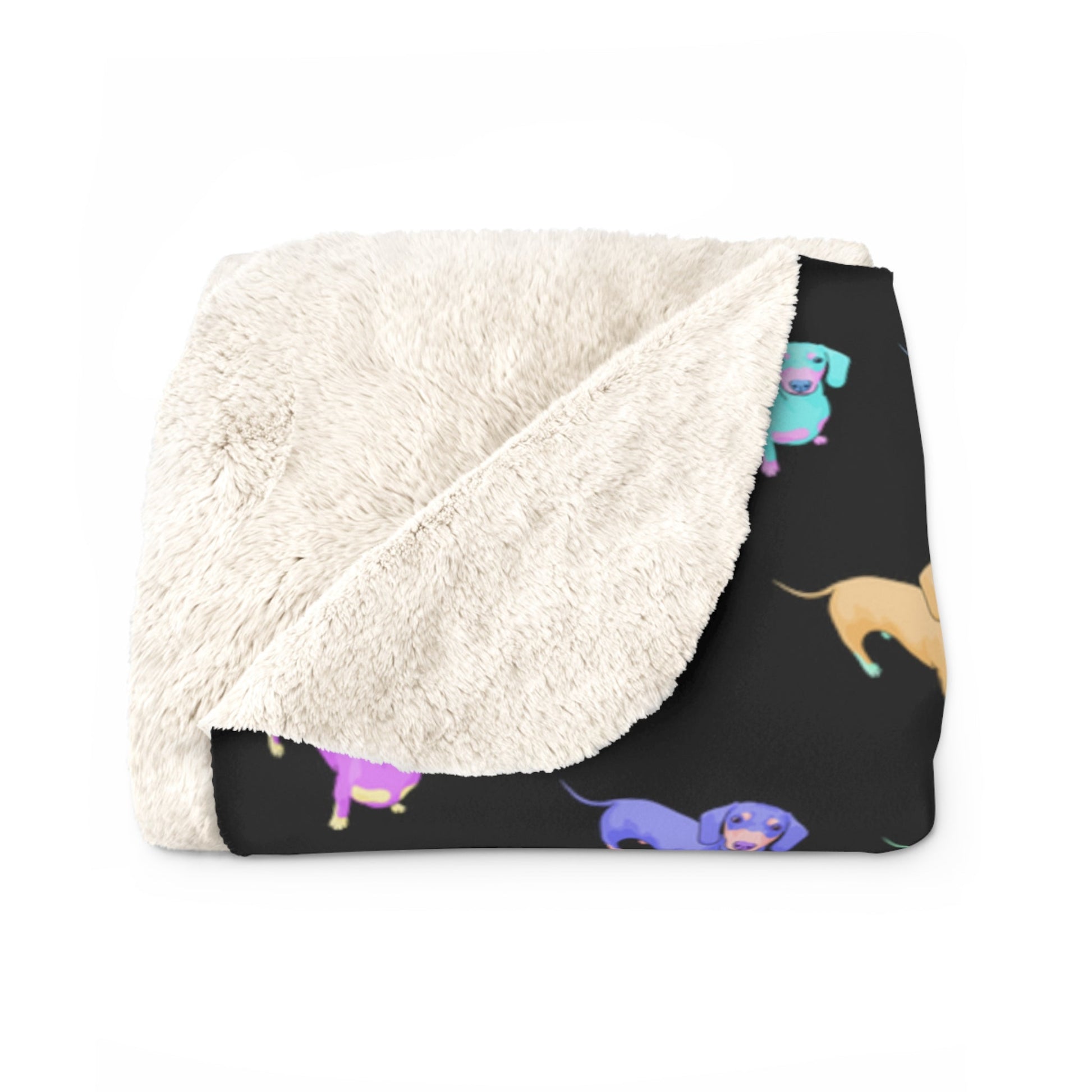 Rainbow Dachshunds | Sherpa Fleece Blanket - Detezi Designs-21336657568406555707