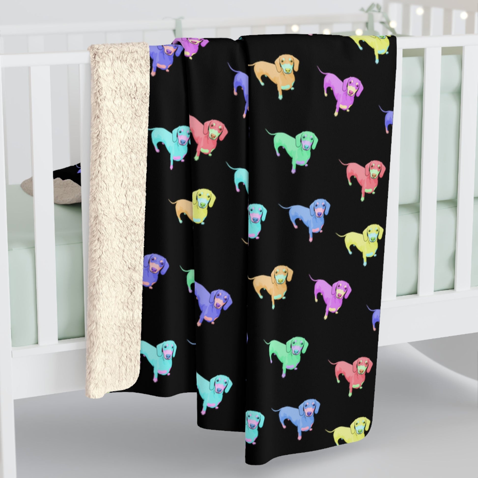 Rainbow Dachshunds | Sherpa Fleece Blanket - Detezi Designs-21336657568406555707