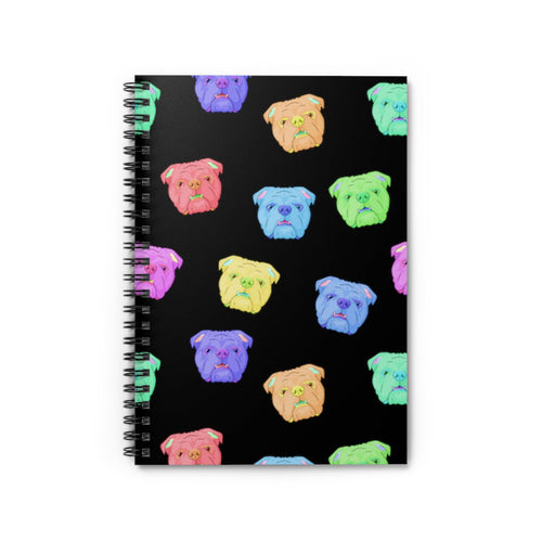 Rainbow English Bulldogs | Spiral Notebook - Detezi Designs-21063279377300314475