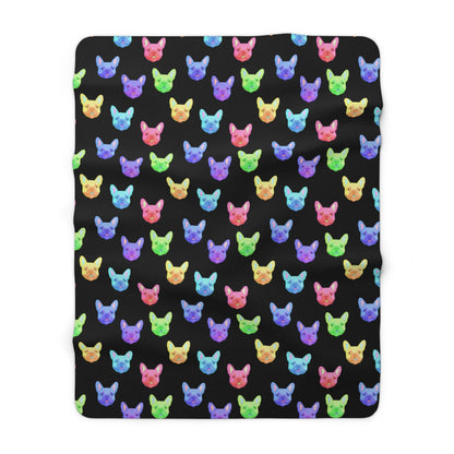 Rainbow French Bulldogs | Sherpa Fleece Blanket - Detezi Designs-24564948199088509475