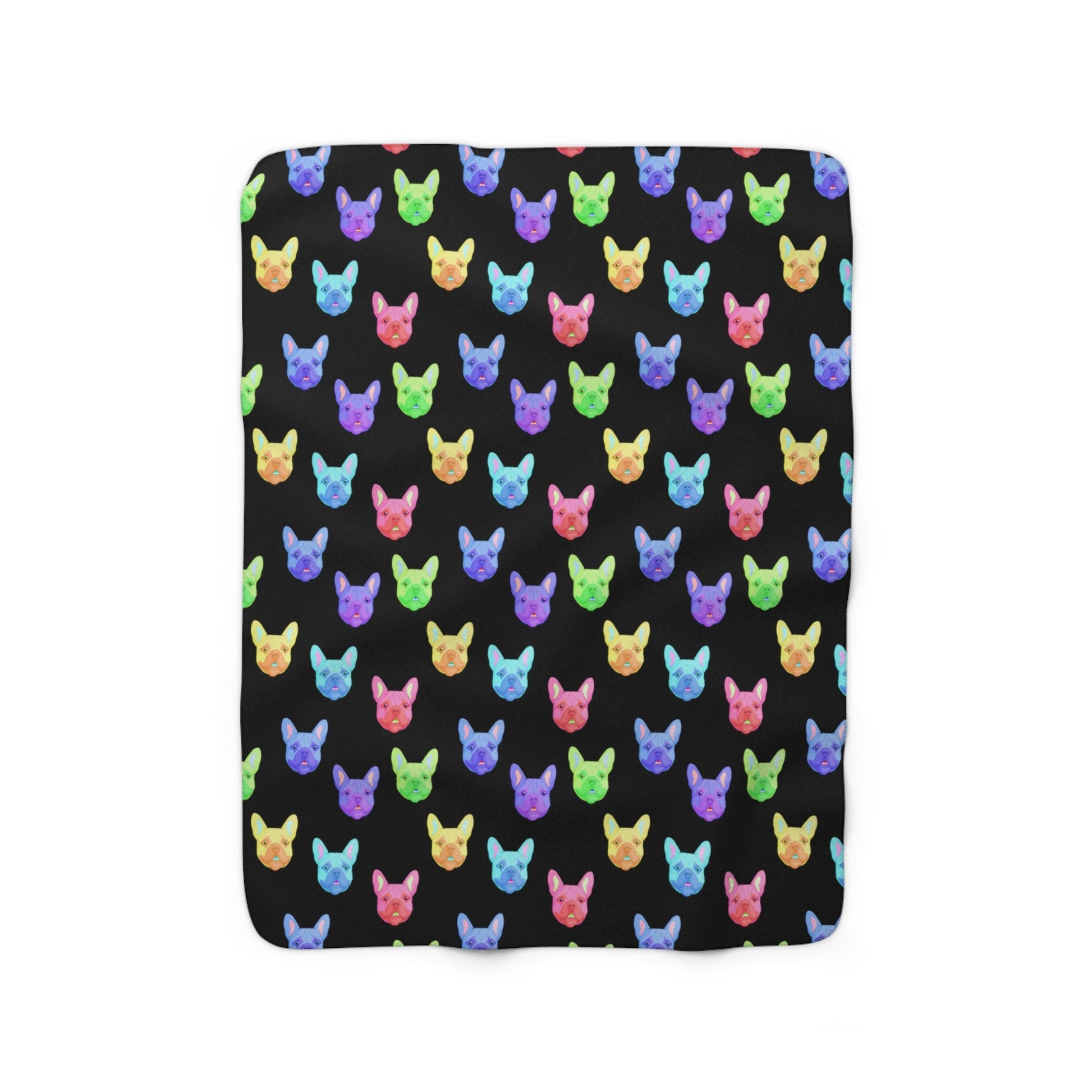 Rainbow French Bulldogs | Sherpa Fleece Blanket - Detezi Designs-55790165773692913827