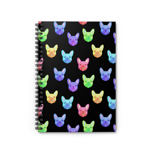 Rainbow French Bulldogs | Spiral Notebook - Detezi Designs-19506311084216025159