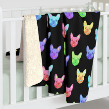 Load image into Gallery viewer, Rainbow Frenchies | Sherpa Fleece Blanket - Detezi Designs-19833222691909284951
